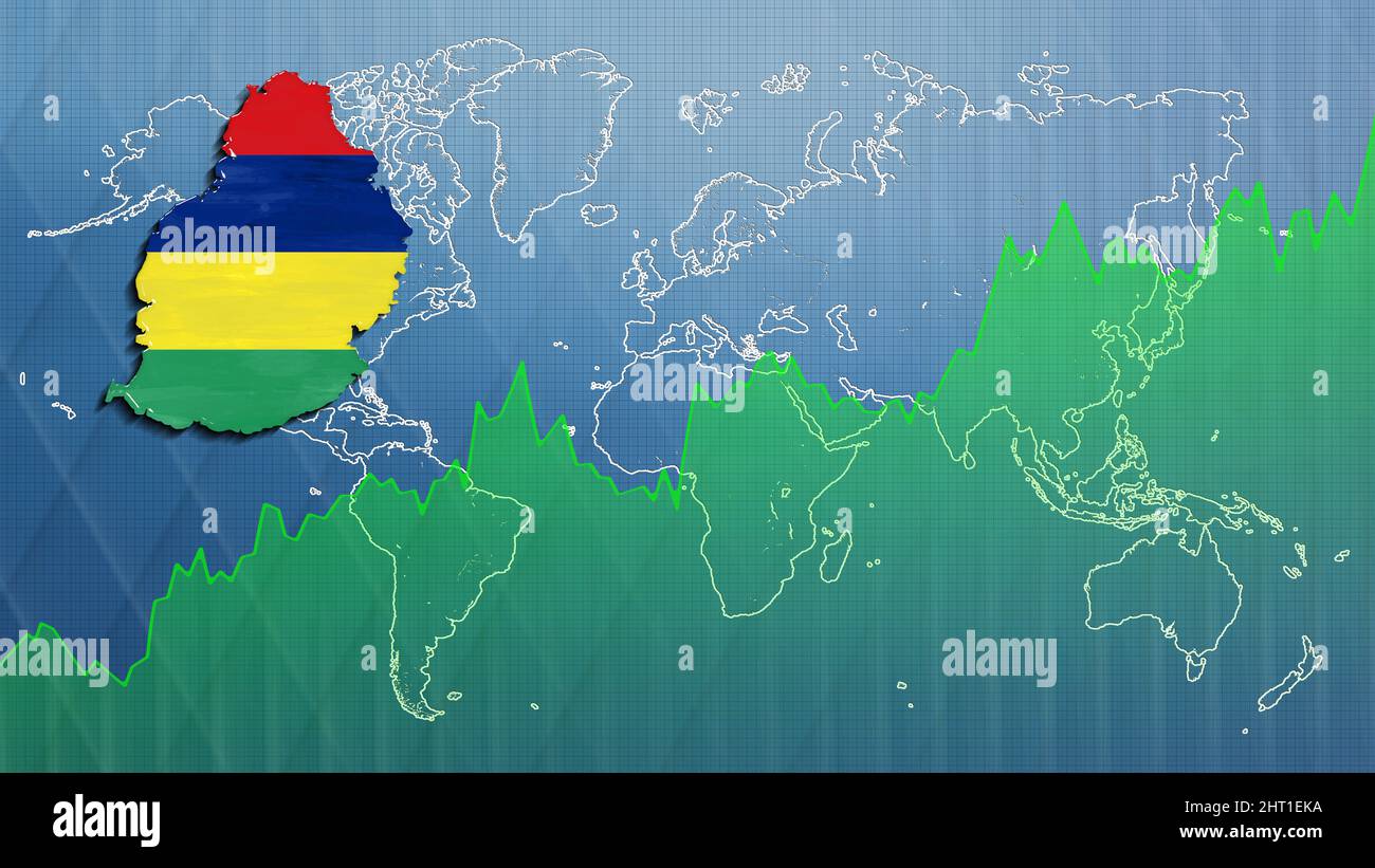 Map of Mauritius, financial success, economy growth Stock Photo Alamy