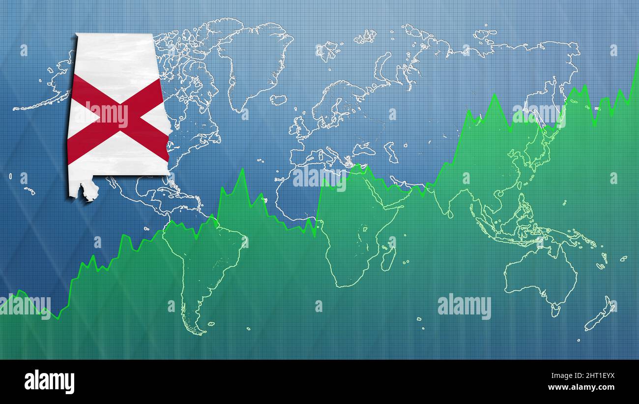 Map of Alabama, financial success, economy growth Stock Photo Alamy