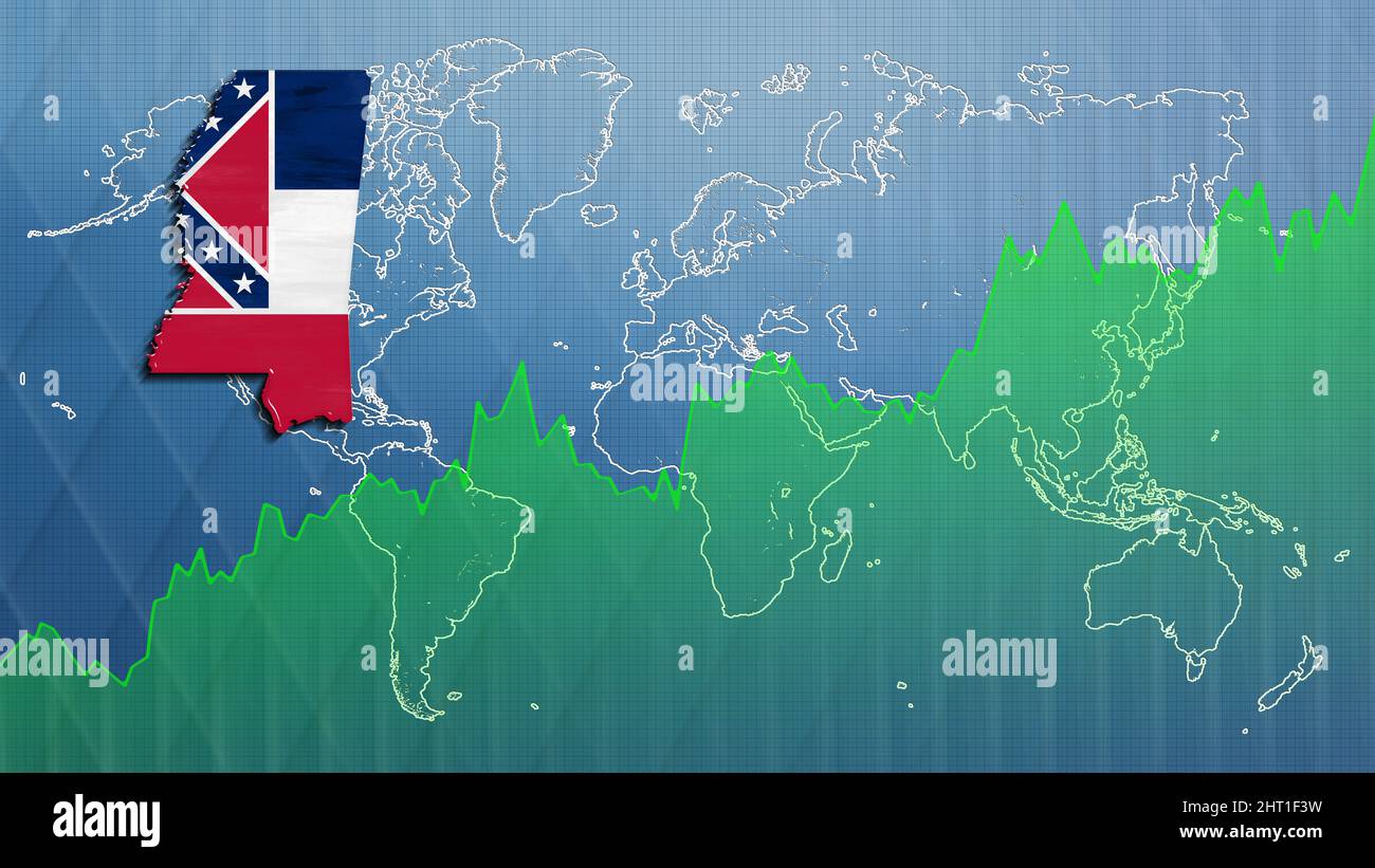 Map of Mississippi, financial success, economy growth Stock Photo Alamy
