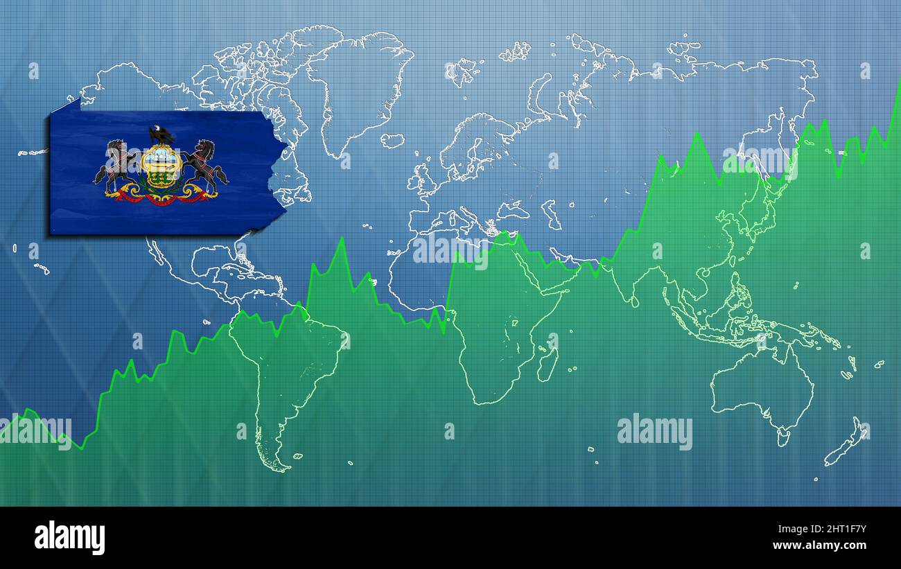 Map of Pennsylvania, financial success, economy growth Stock Photo Alamy
