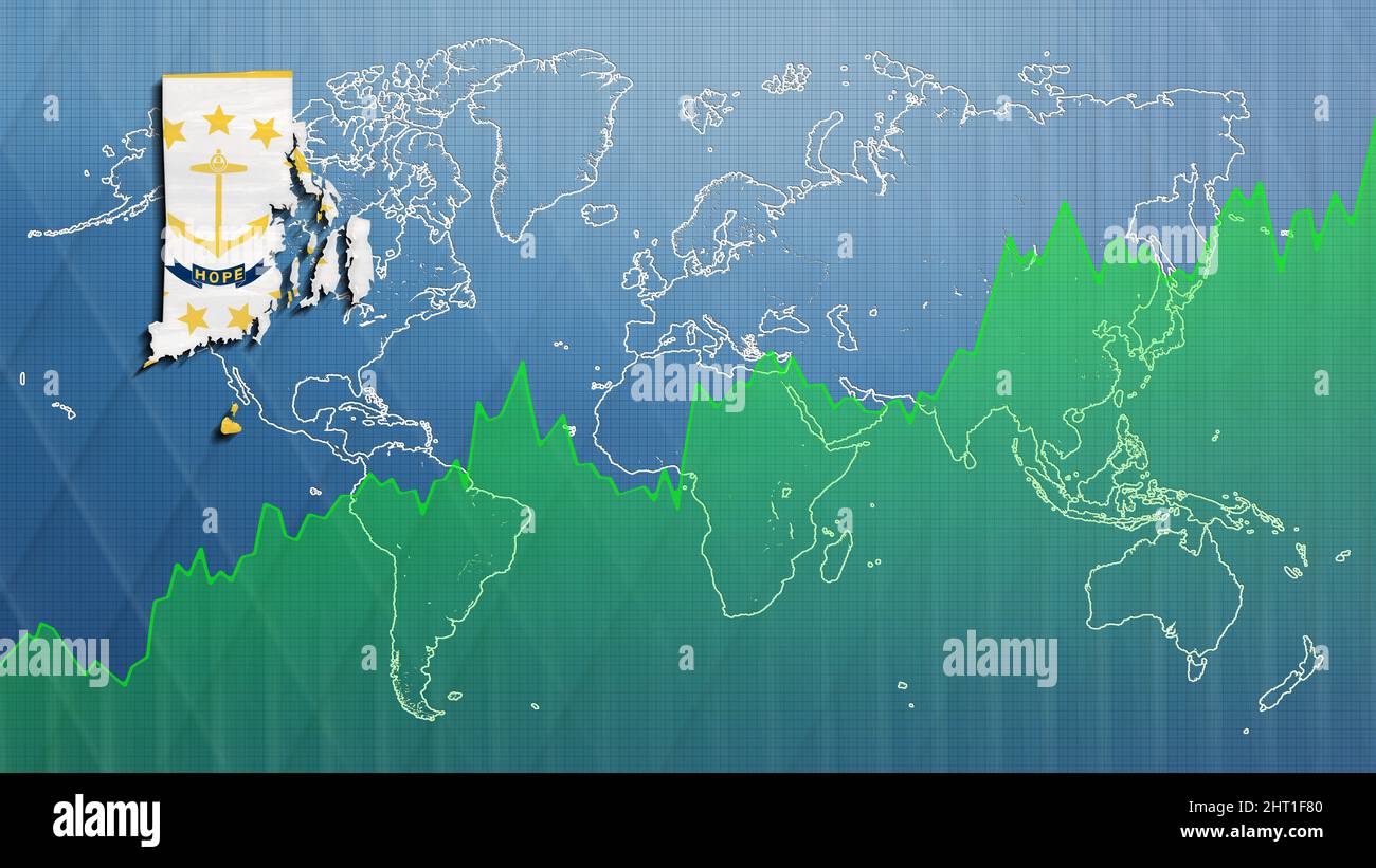 Map of Rhode Island, financial success, economy growth Stock Photo Alamy