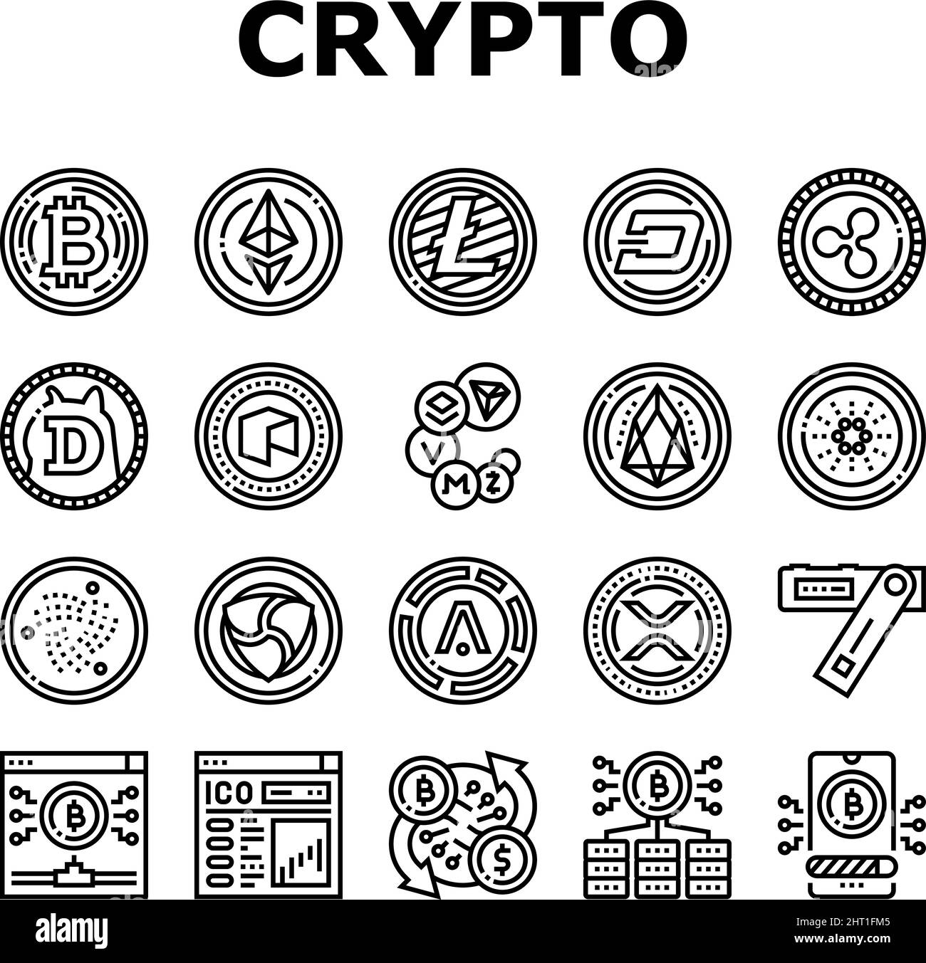 Cryptocurrency Digital Money Icons Set Vector Stock Vector Image & Art ...