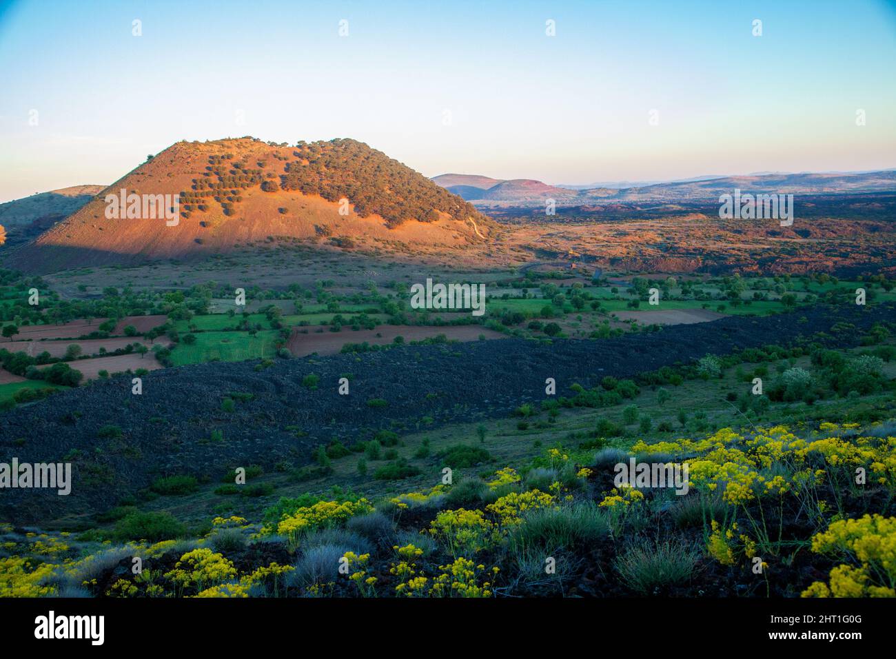 View of inactive Kula Volcano, country of Turkey Stock Photo