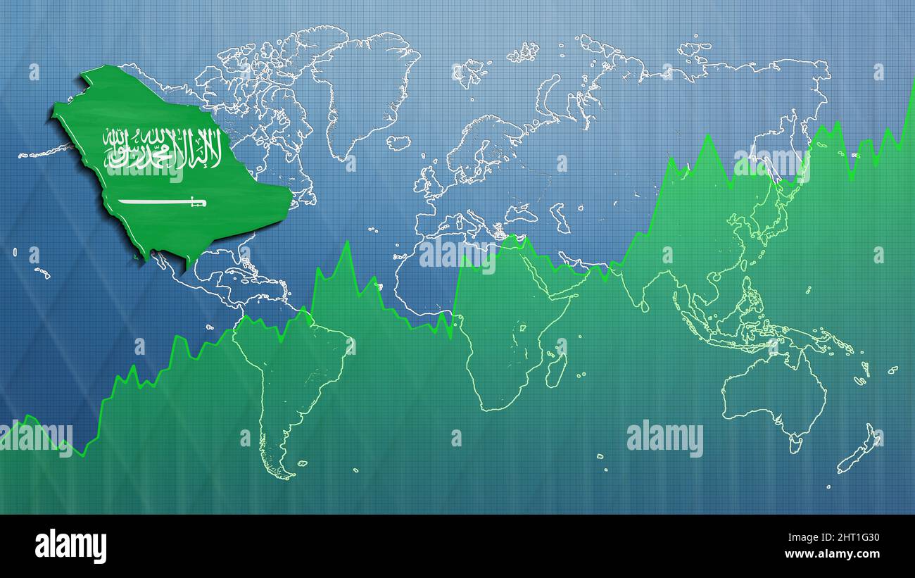 Map of Saudi Arabia, financial success, economy growth Stock Photo Alamy