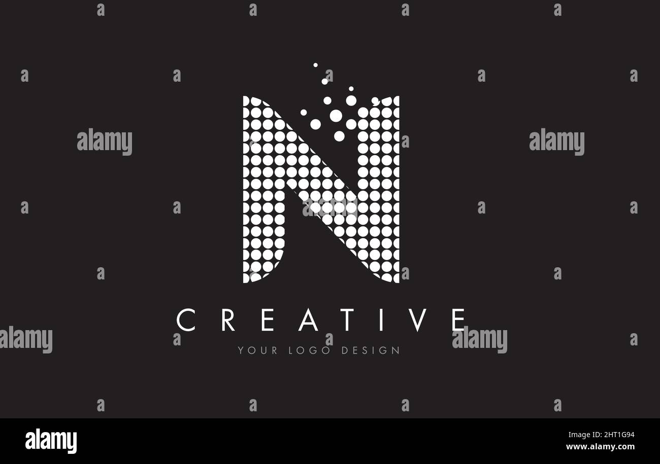 N Dots Letter Logo Design with White Bubble Circles and Swoosh Stock ...