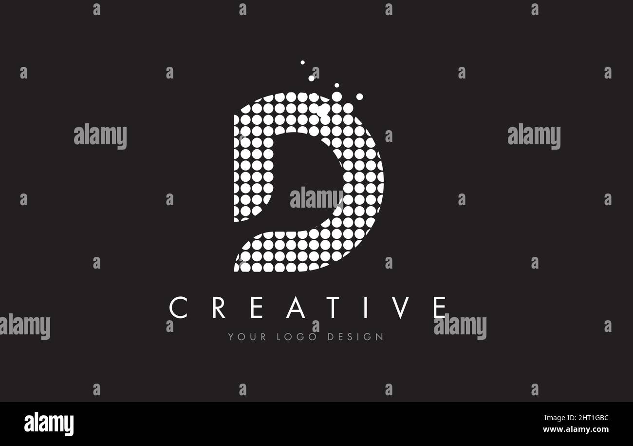 D Dots Letter Logo Design with White Bubble Circles and Swoosh Stock ...