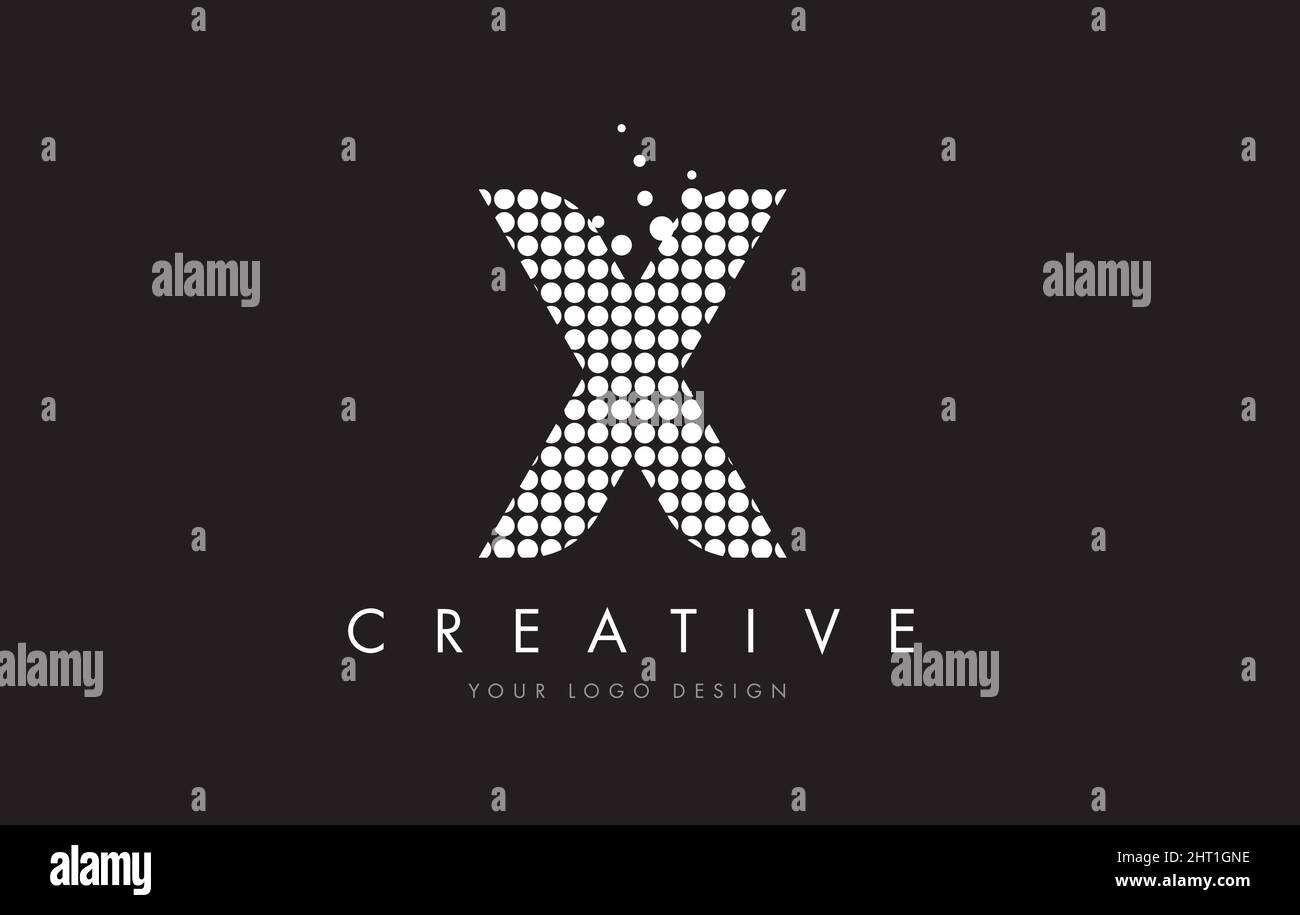X Dots Letter Logo Design with White Bubble Circles and Swoosh Stock ...