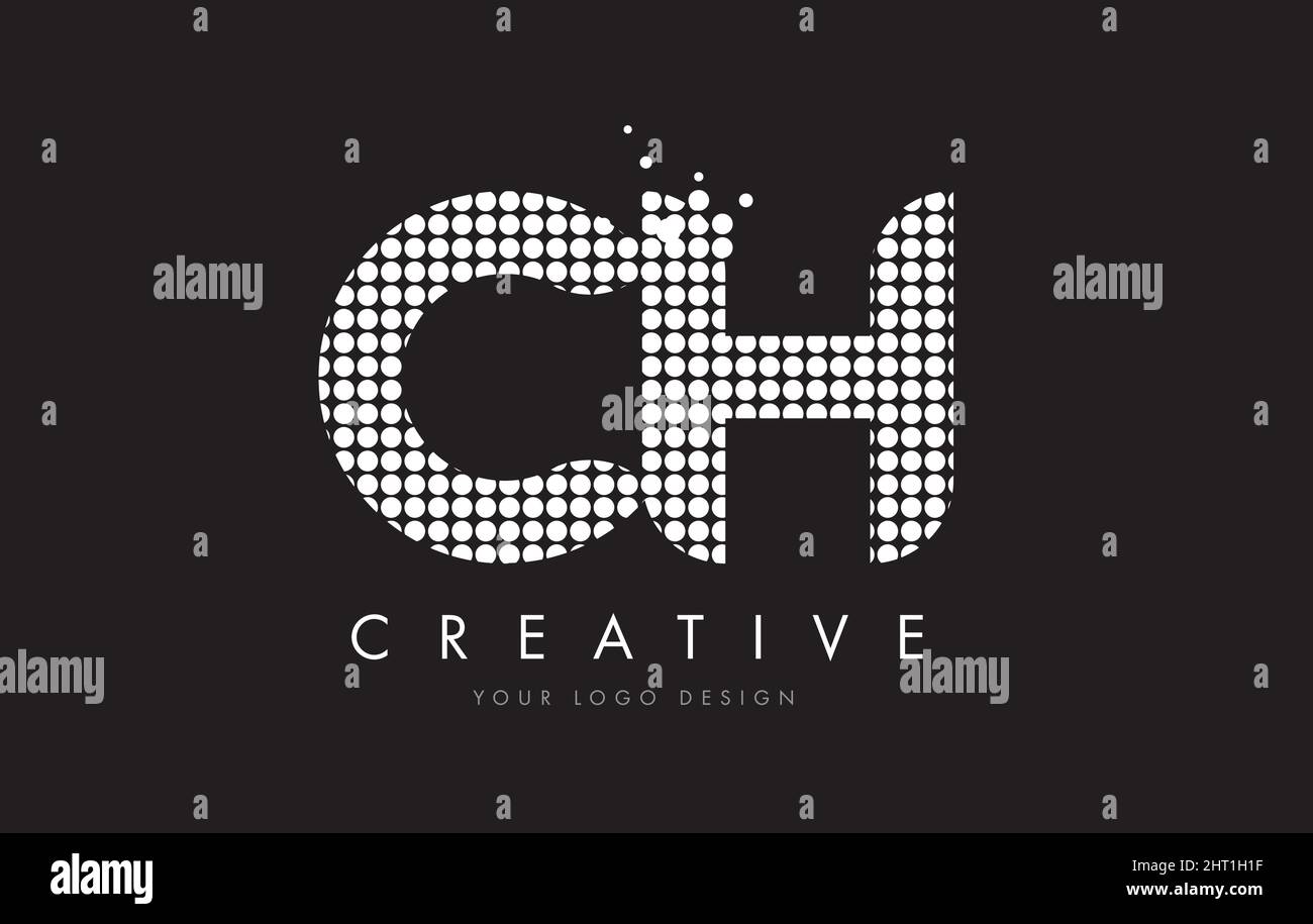 CH C H Dots Letter Logo Design White Magenta Bubble Circles and Swoosh ...