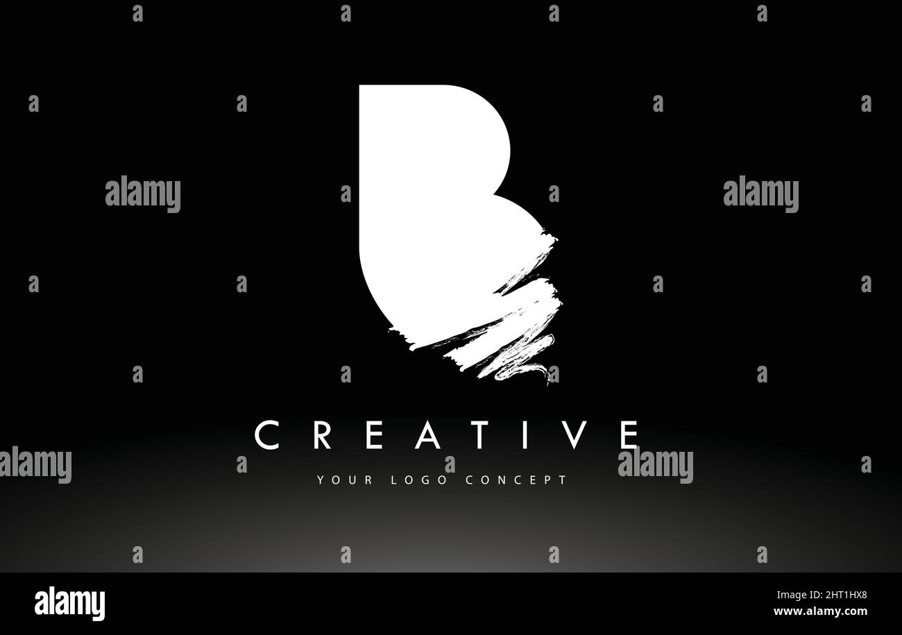 White B Brushed Letter Logo. Brush Letters design with Artistic Brush ...