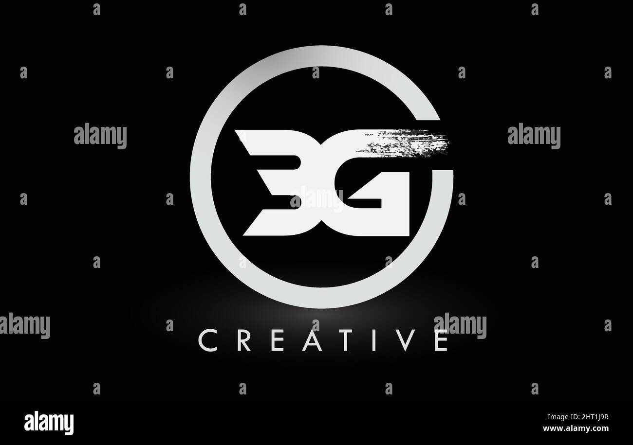 White BG Brush Letter Logo Design with Black Circle. Creative Brushed ...
