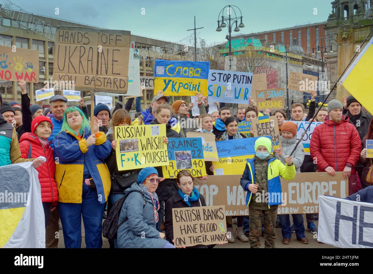 Glasgow, Scotland, UK 26th February, 2022.Ukraine protest in george