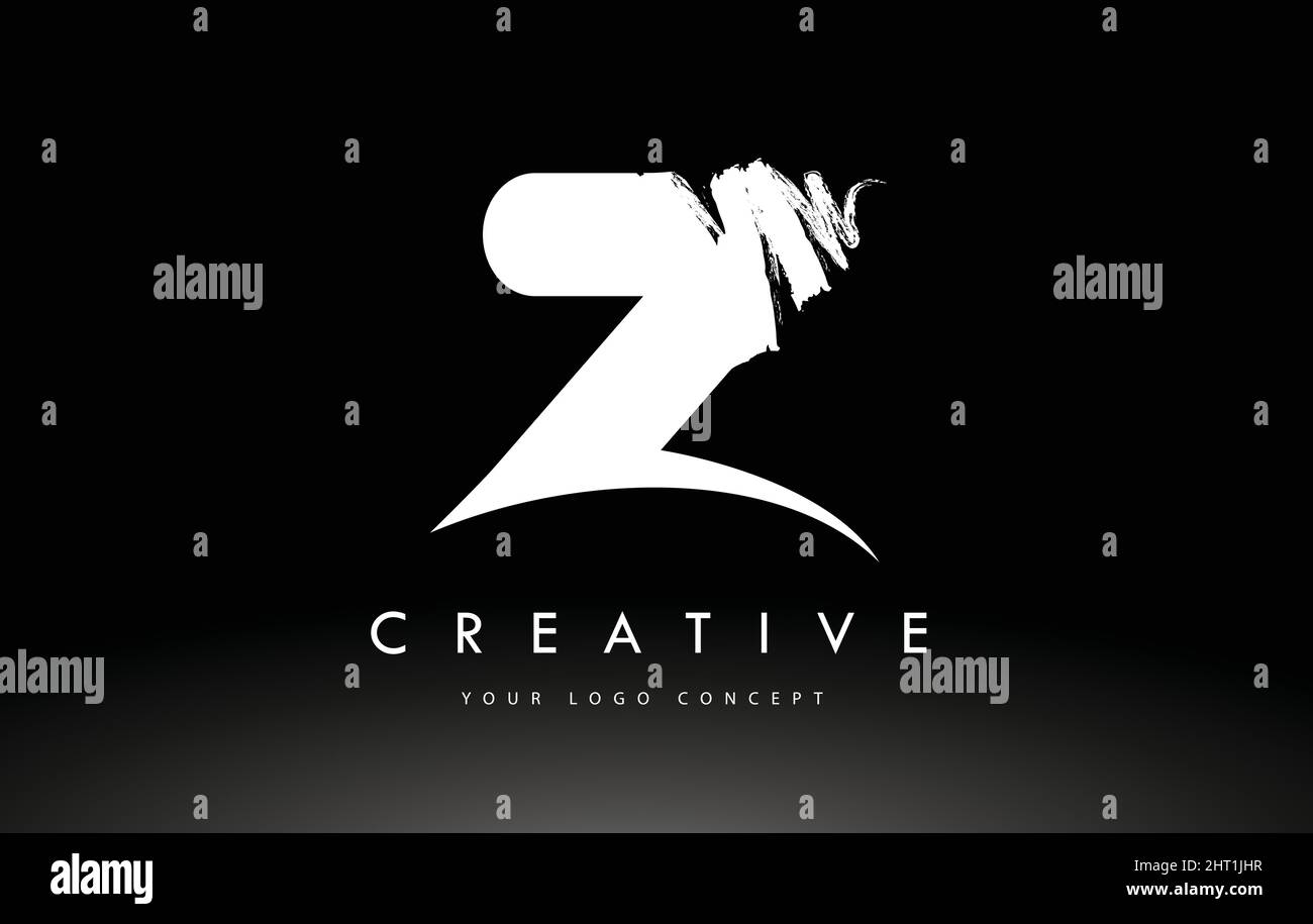 White Z Brushed Letter Logo. Brush Letters design with Artistic Brush ...