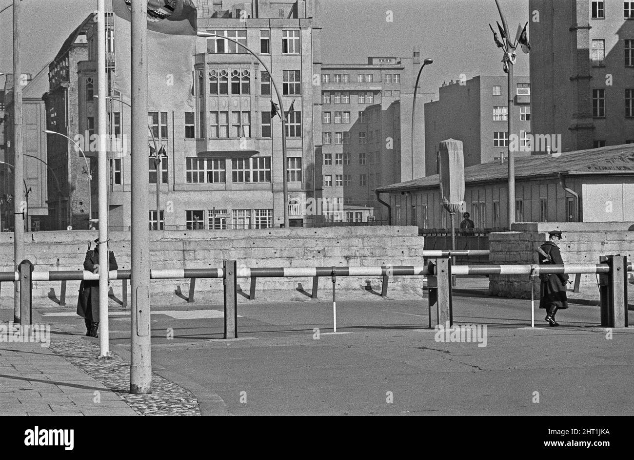 East German border police at the East Berlin entrance to Checkpoint ...