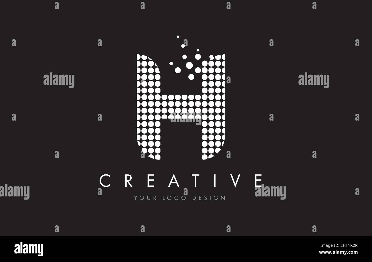 H Dots Letter Logo Design with White Bubble Circles and Swoosh Stock ...