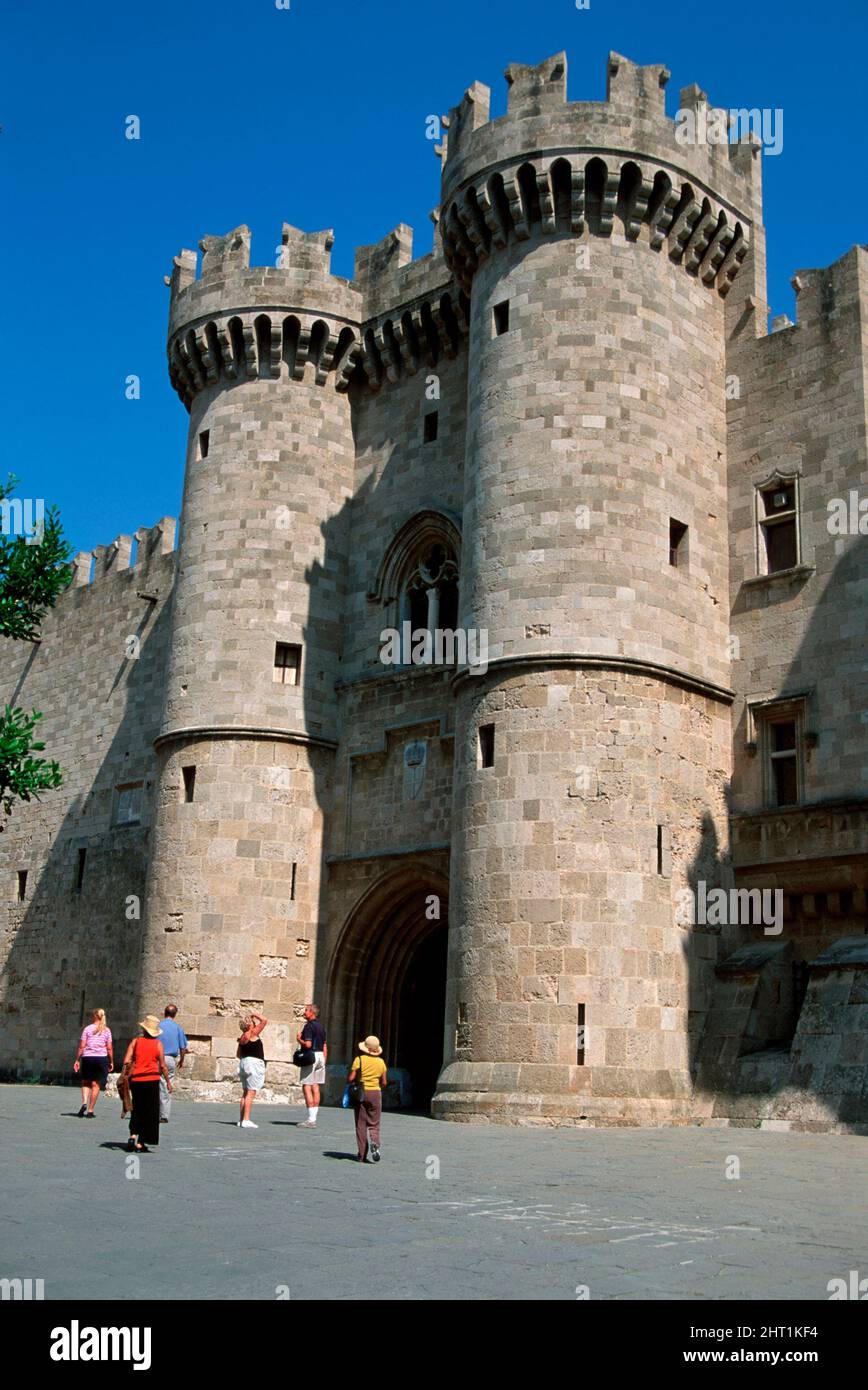 Main entrance of  Palace of the Grand Master of the Knights in Rhodes town,  Rhodes Island, Dodecanese, Greece, Europe Stock Photo