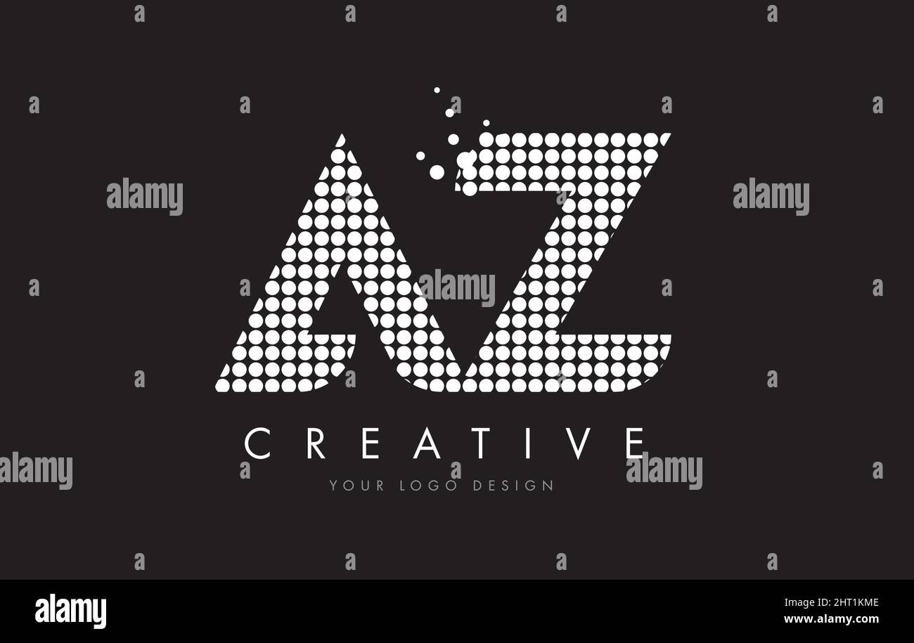 AZ A Z Dots Letter Logo Design White Magenta Bubble Circles and Swoosh ...