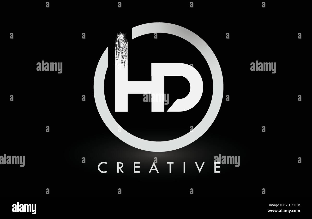 White HD Brush Letter Logo Design with Black Circle. Creative Brushed ...