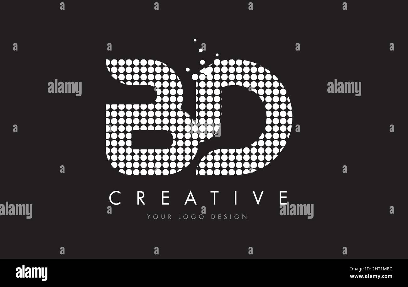 BD B D Dots Letter Logo Design White Magenta Bubble Circles and Swoosh ...