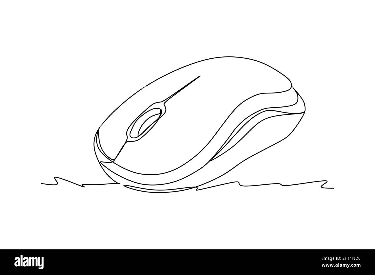 one line drawing of isolated vector object wireless computer mouse. one line drawing of
