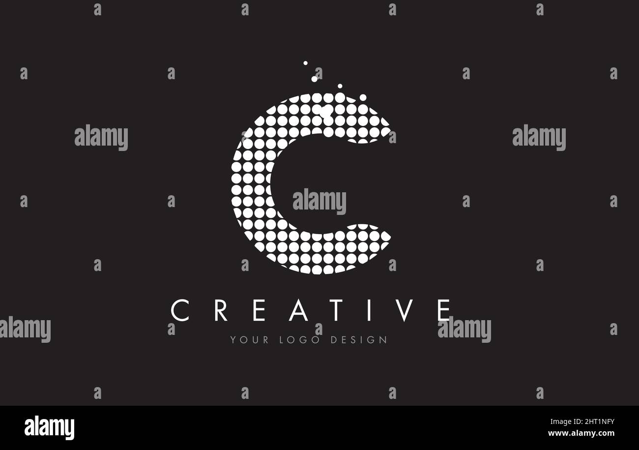 C Dots Letter Logo Design with White Bubble Circles and Swoosh Stock ...
