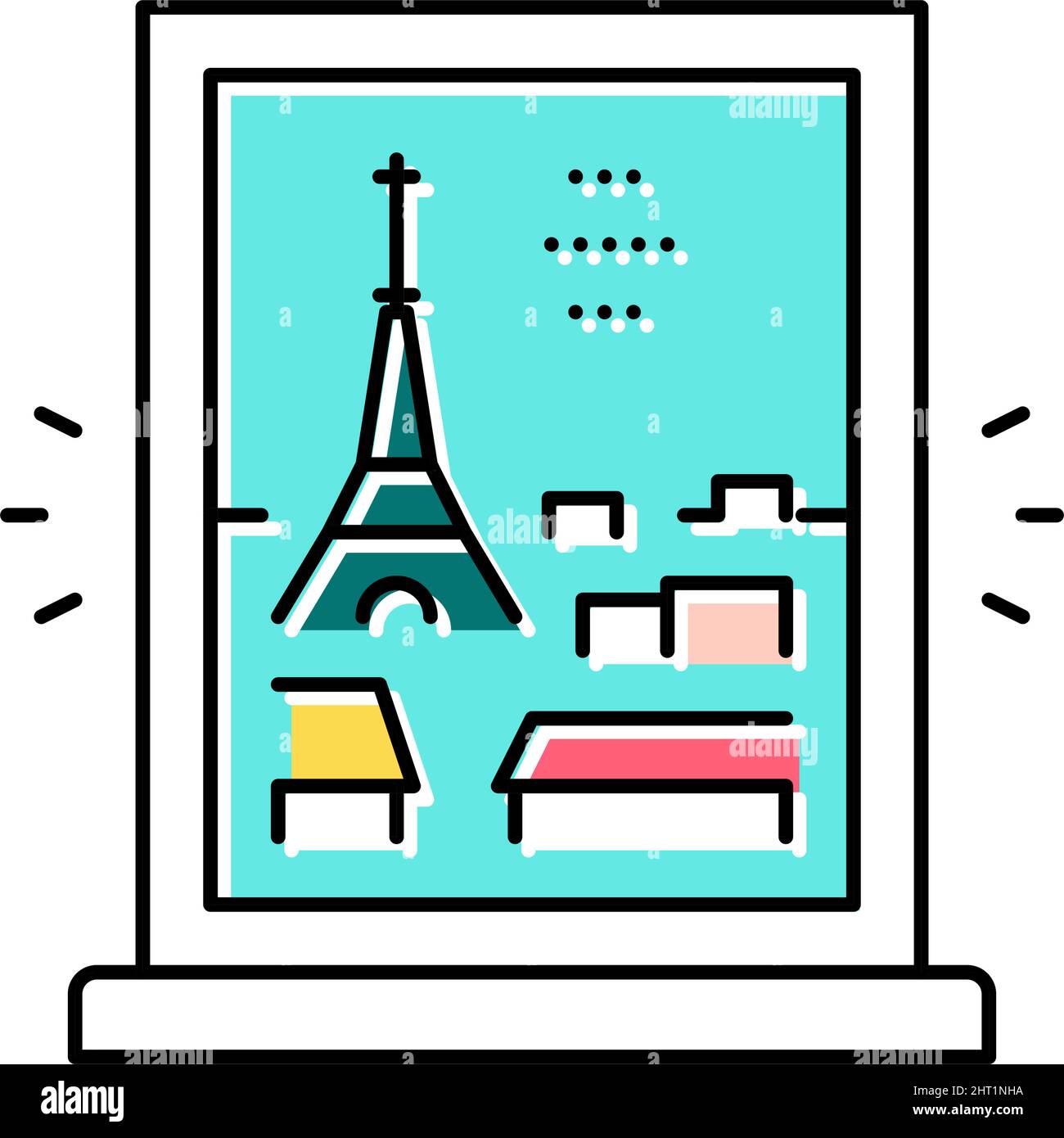 view from window on paris color icon vector illustration Stock Vector ...