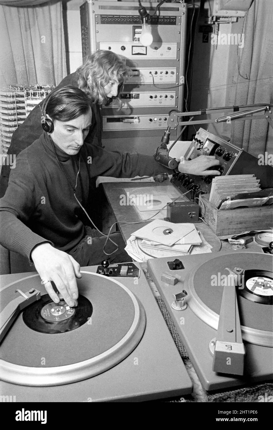 Radio London: Pirate Radio Station. General scene around the Motor Vessel  Galaxy which is home to Radio London. Whilst the disc jockeys broadcast to  the nation, the skipper ensures that they keep