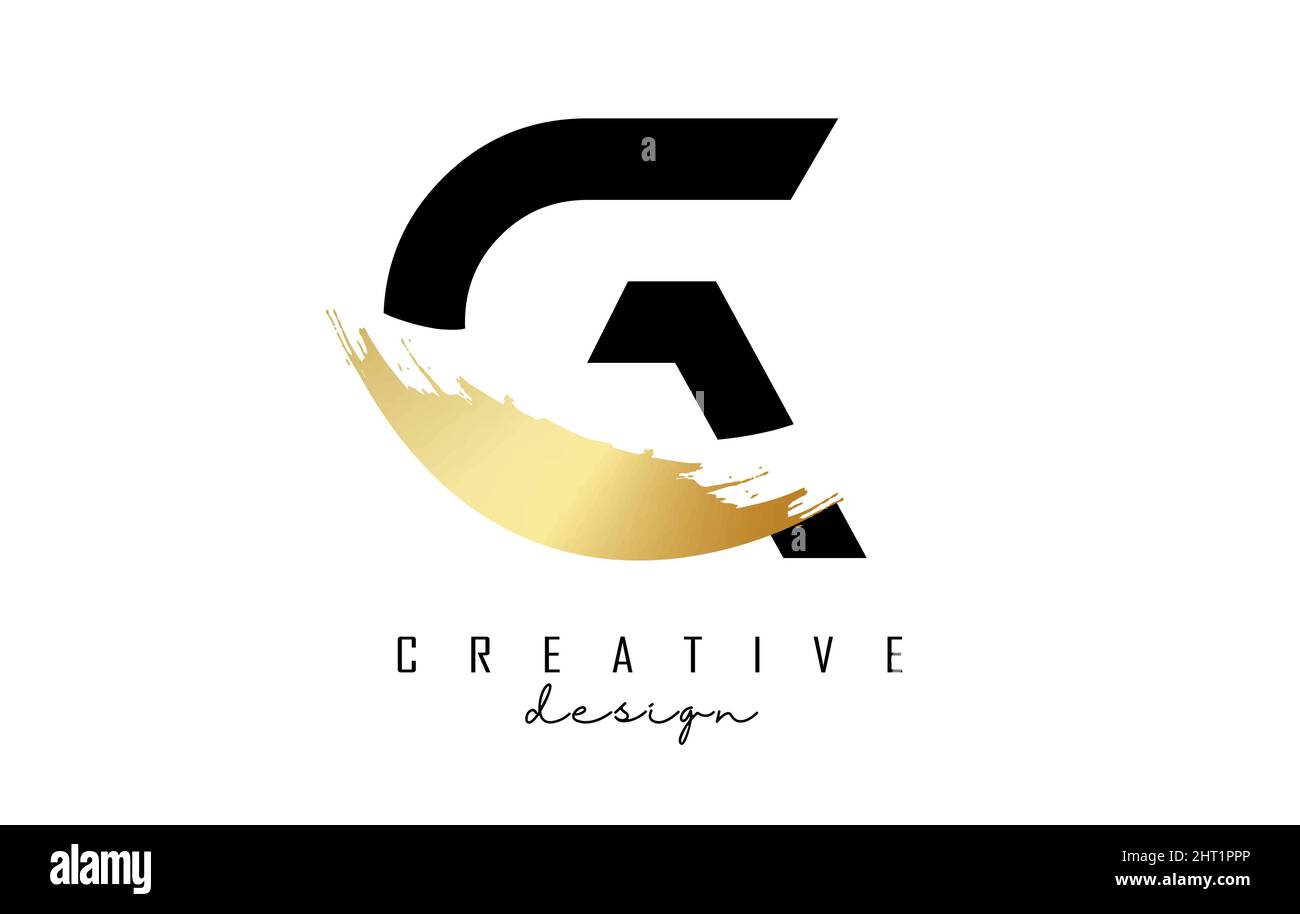 Letter G logo with golden brush stroke and creative cut. Creative ...