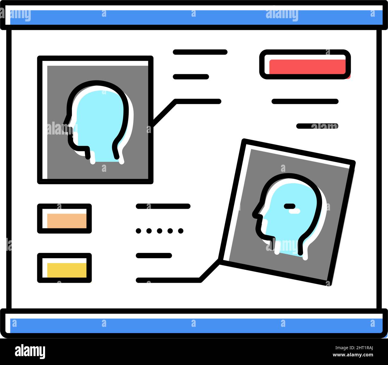 human head researching radiology cadre color icon vector illustration Stock Vector