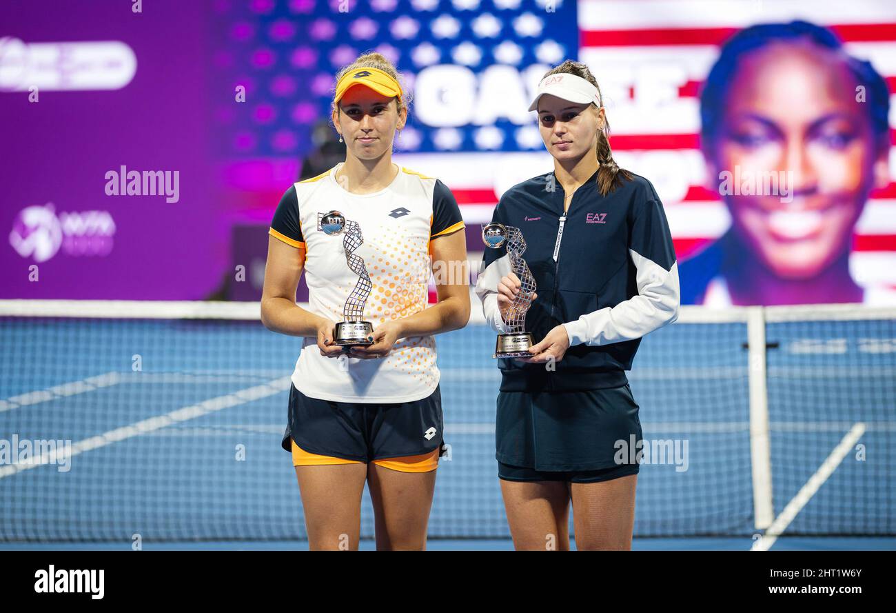 Elise Mertens of Belgium & Veronika Kudermetova of Russia with their