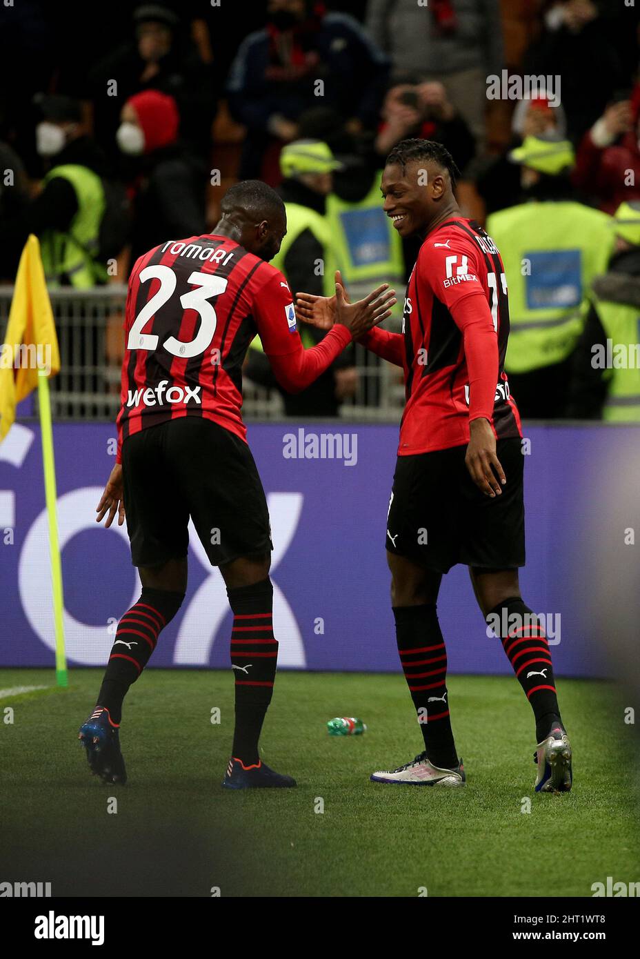 Rafael Leao of AC Milan celebrates after scoring a goal during the 2021 ...