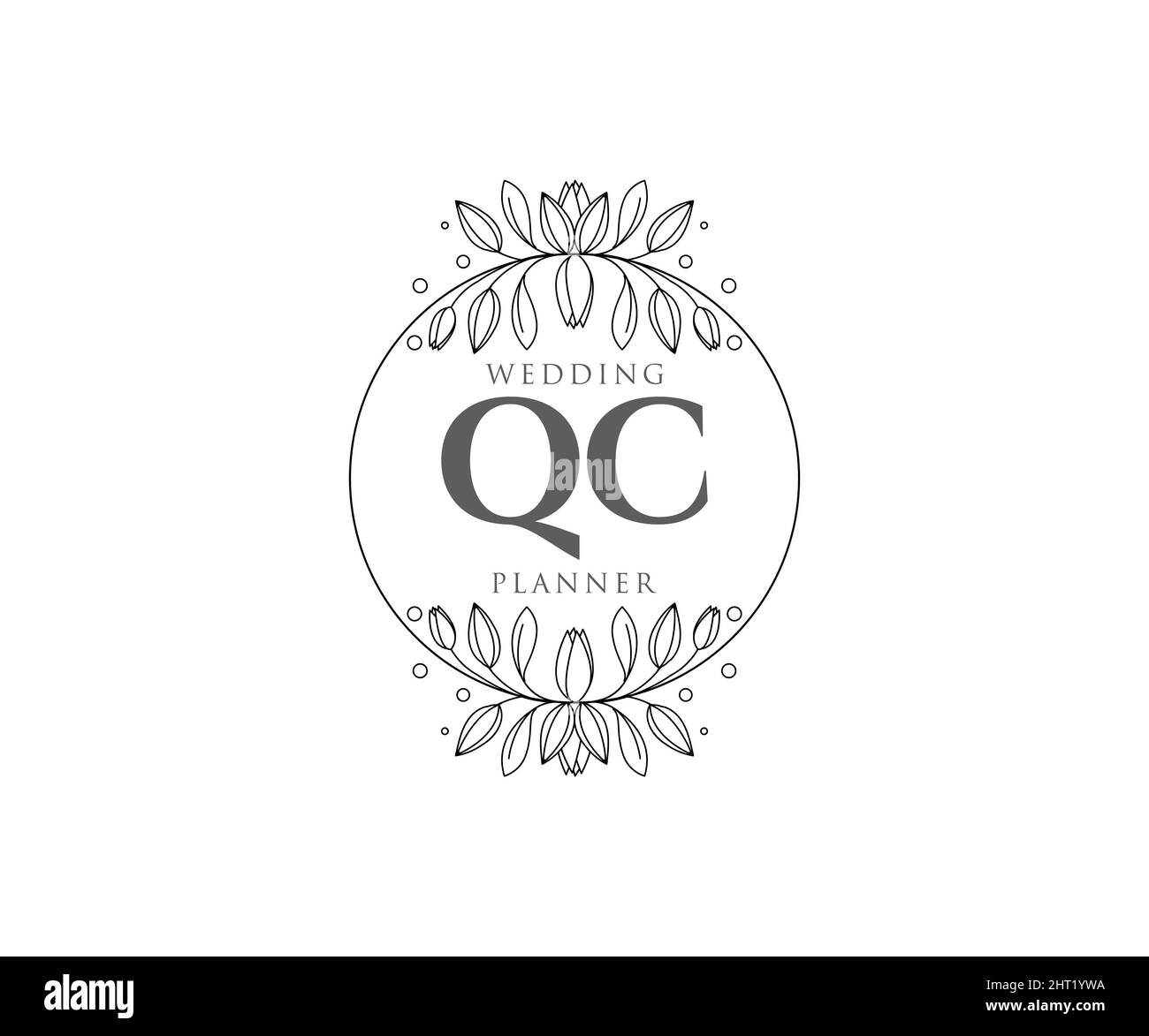 Qc Initials Letter Wedding Monogram Logos Collection, Hand Drawn Modern 