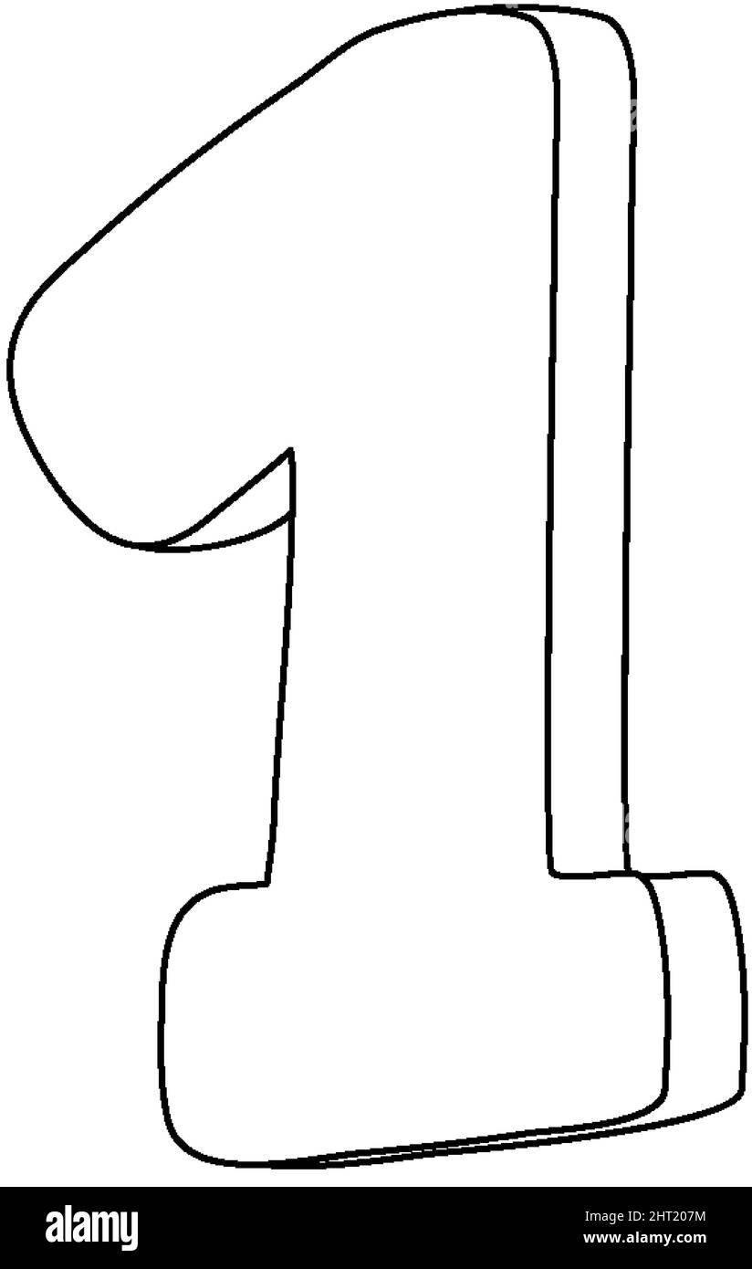 Number one doodle outline for colouring illustration Stock Vector Image