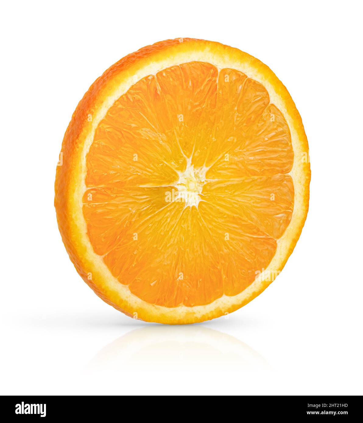 Orange fruit slice isolated on white background with clipping path. Stock Photo