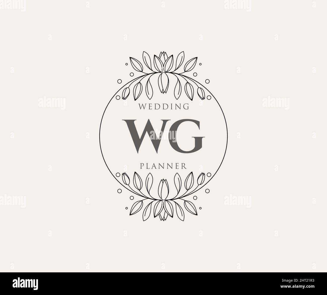 WG Initials letter Wedding monogram logos collection, hand drawn modern ...