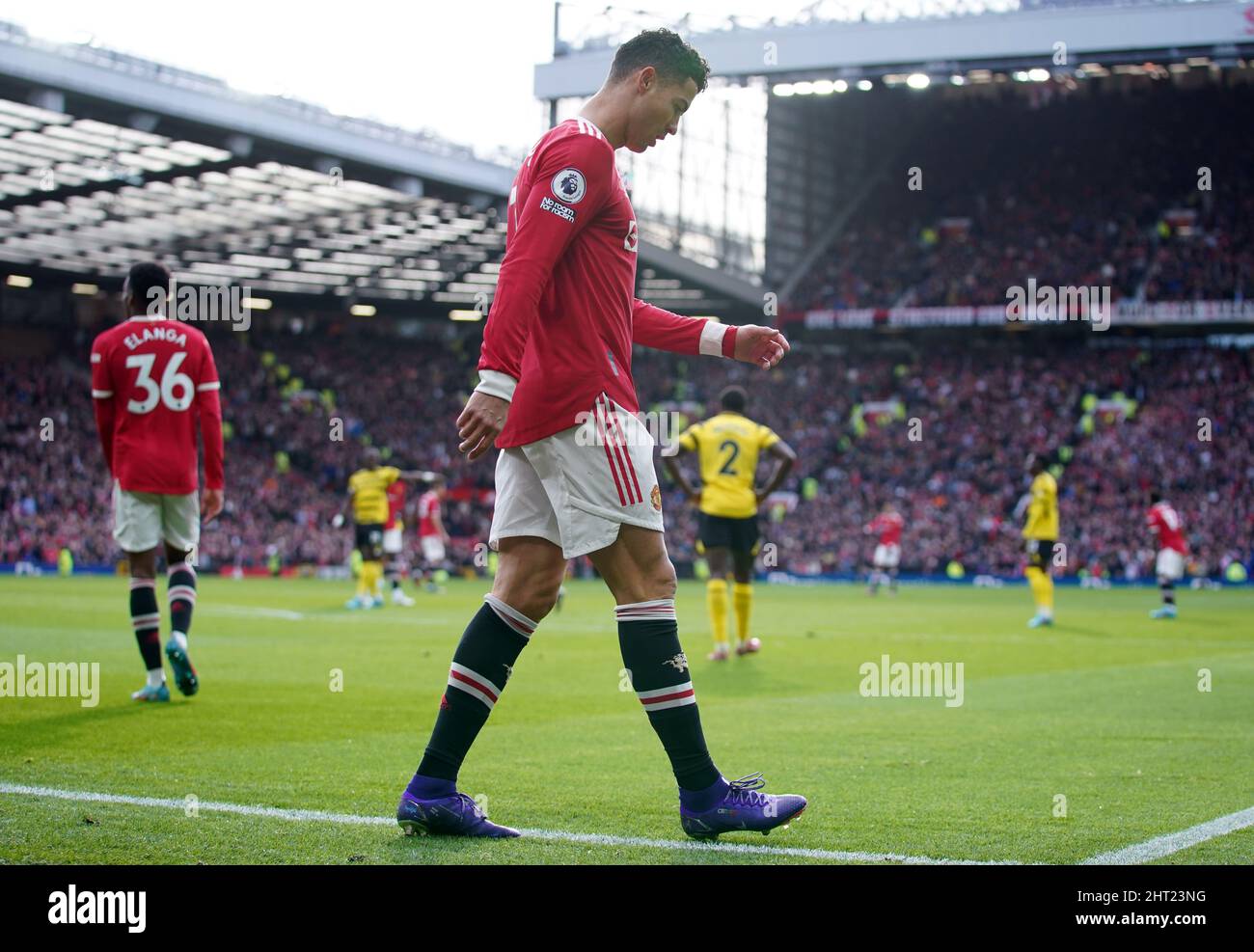 Manchester United's Cristiano Ronaldo looks dejected after the UEFA Champions  League round of sixteen second leg match at Old Trafford, Manchester.  Picture date: Tuesday March 15, 2022 Stock Photo - Alamy