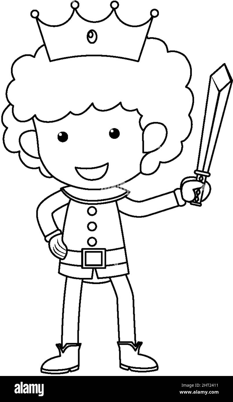 Cute prince oodle outline for colouring illustration Stock Vector Image