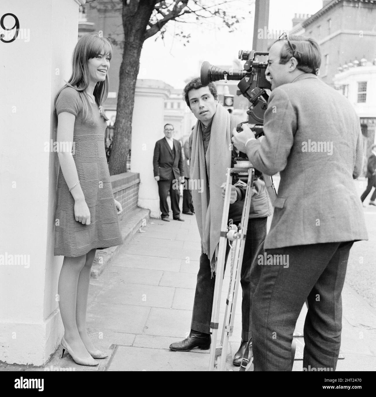 Francoise Hardy, french singer, filming on Exhibition Road in London ...