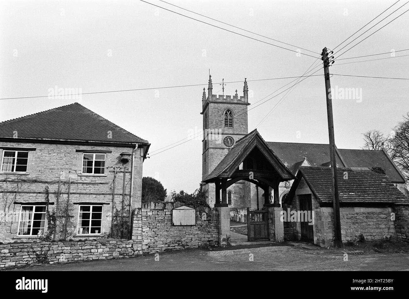 St Martin's Church in Bladon, Oxfordshire. Burial place of members of the Churchill family. 25th January 1965. Stock Photo