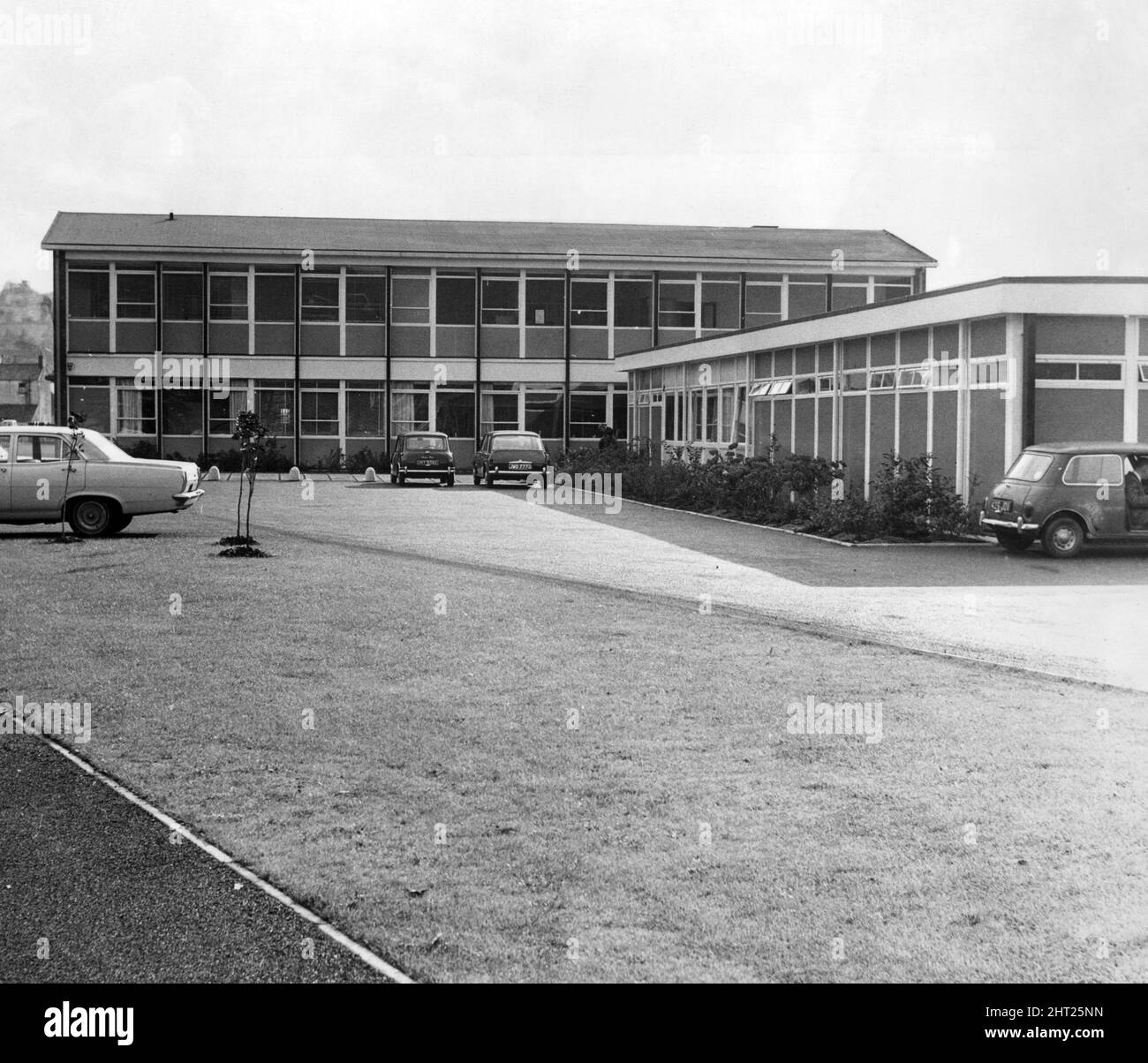 Risca Health Centre viewed from the main entrance. 19th October 1966. Stock Photo