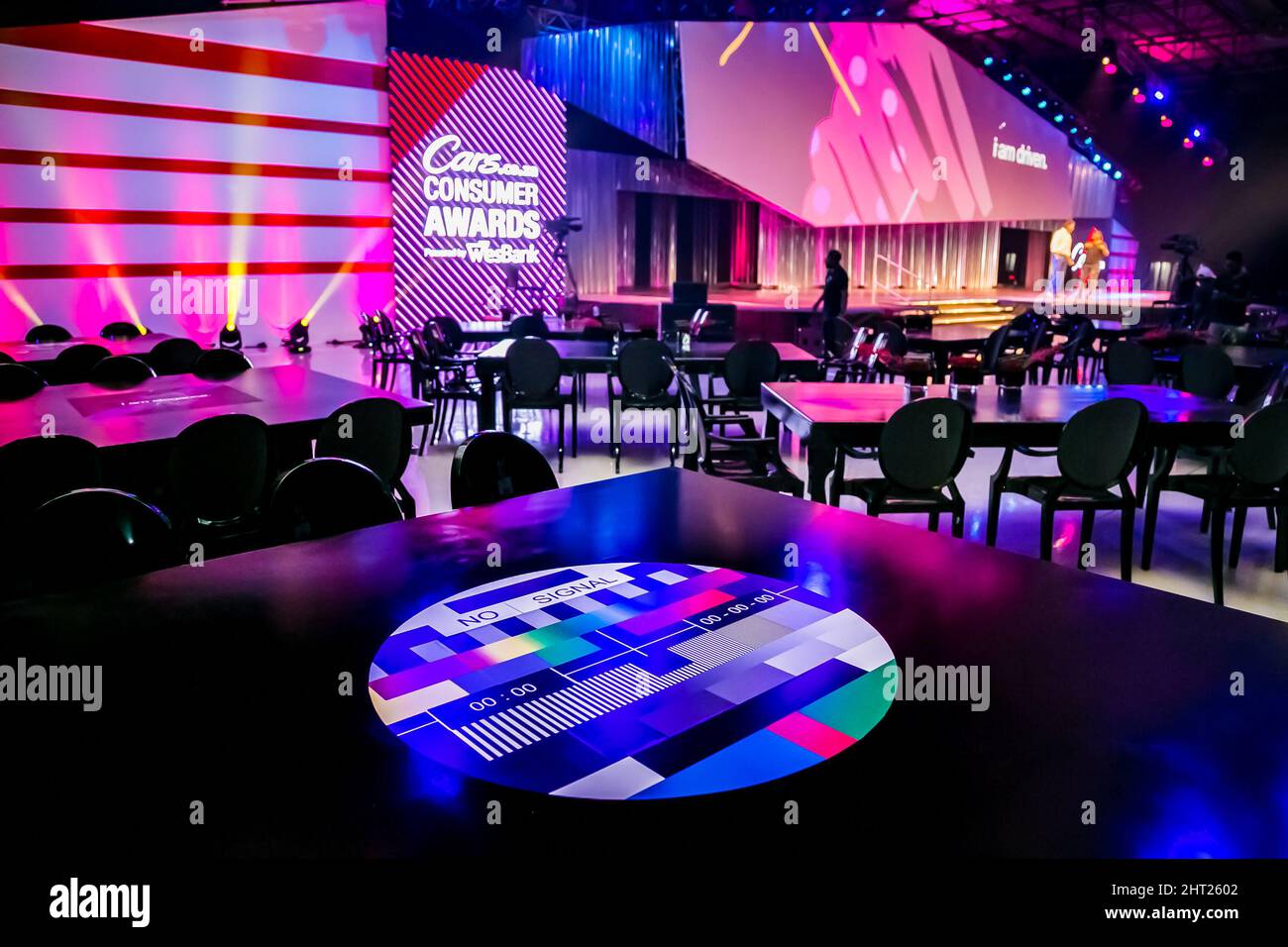 Stage and lighting set-up at Cars Stock Photo