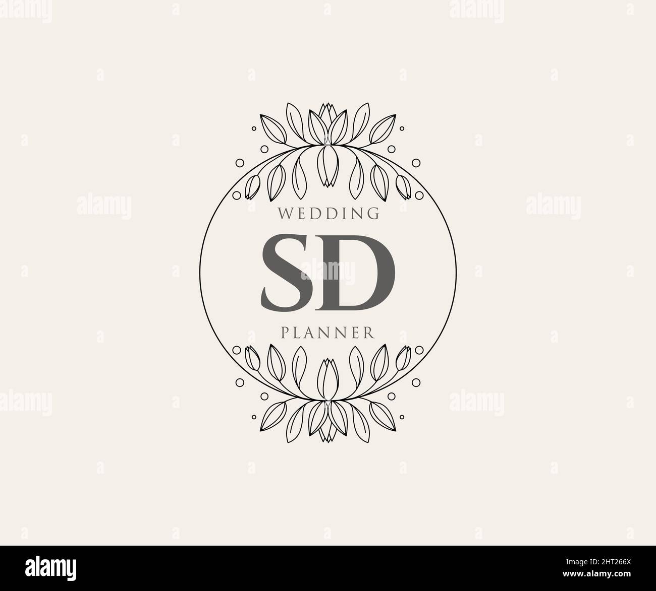 SD Initials letter Wedding monogram logos collection, hand drawn modern minimalistic and floral templates for Invitation cards, Save the Date, elegant Stock Vector