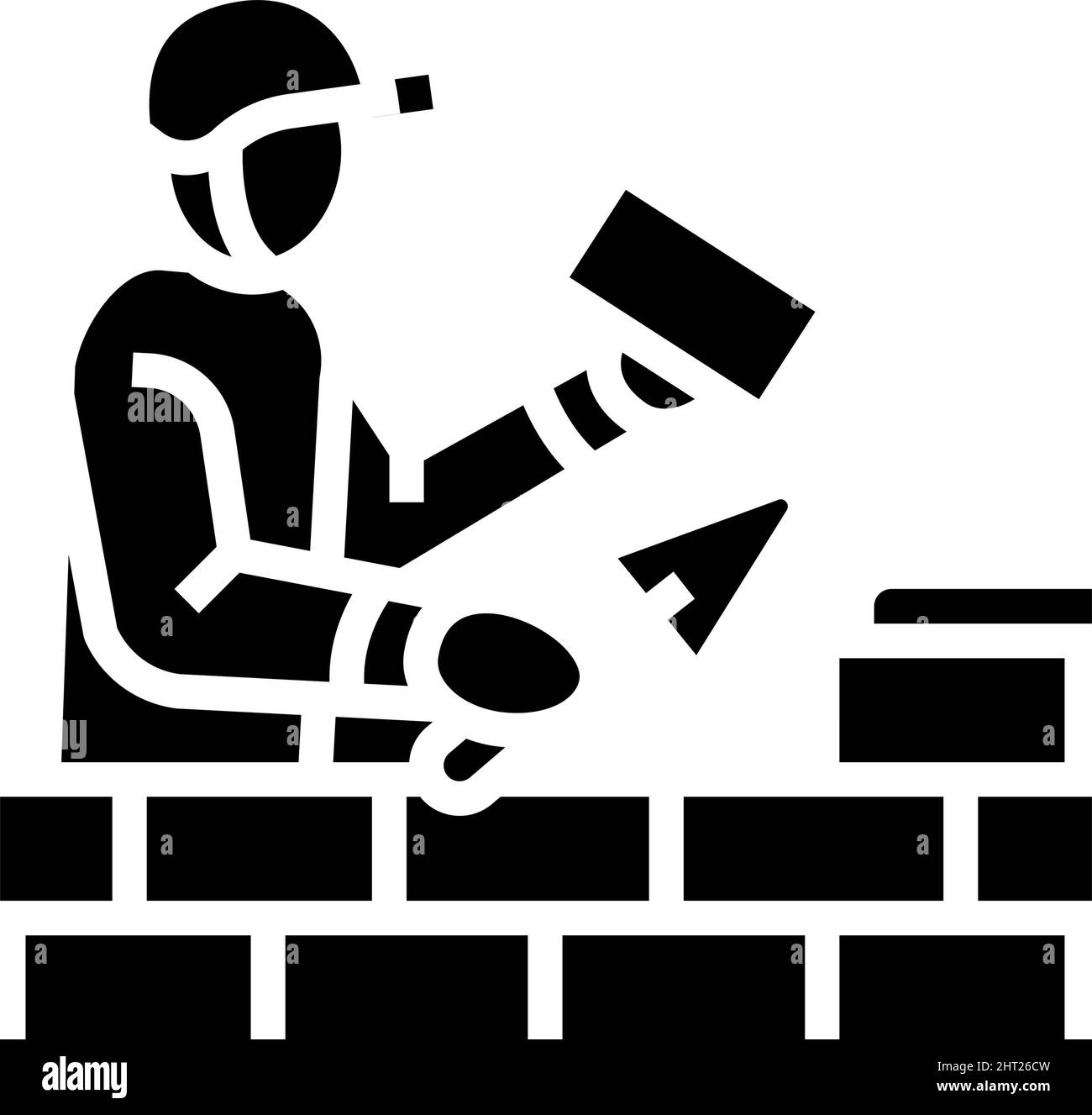 builder building with brick glyph icon vector illustration Stock Vector ...