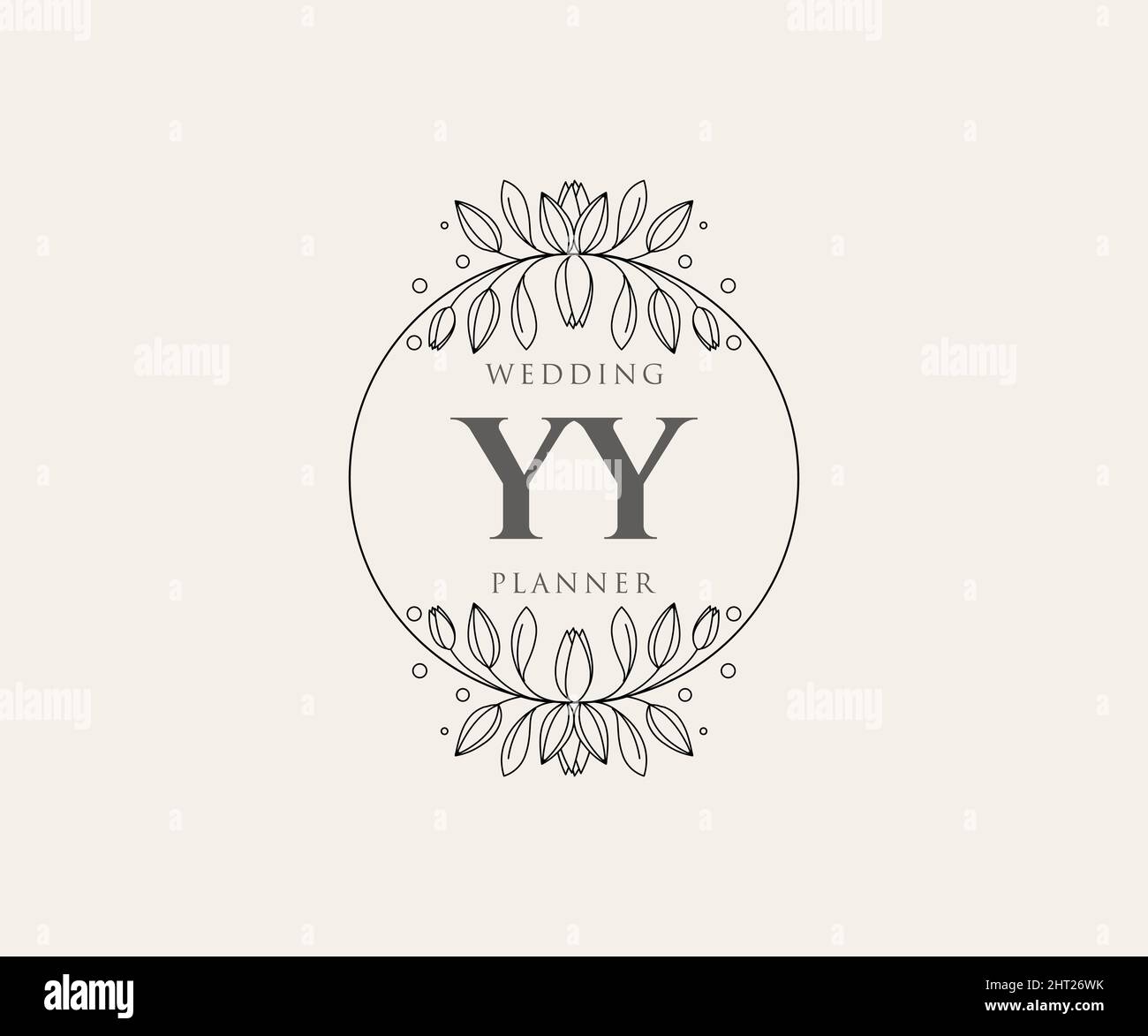 YY Initials letter Wedding monogram logos collection, hand drawn modern minimalistic and floral templates for Invitation cards, Save the Date, elegant Stock Vector