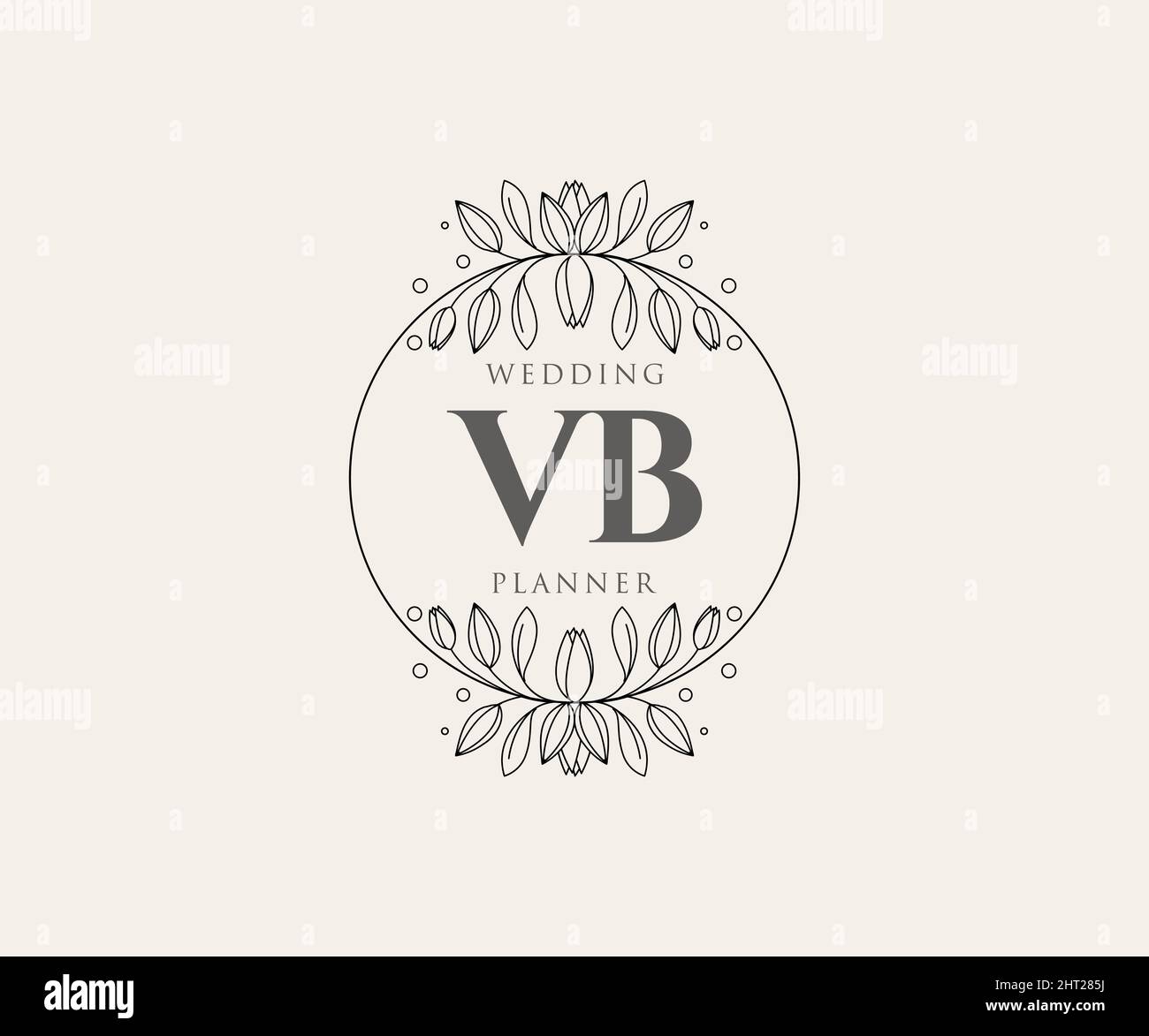 VB Initials letter Wedding monogram logos collection, hand drawn modern minimalistic and floral templates for Invitation cards, Save the Date, elegant Stock Vector