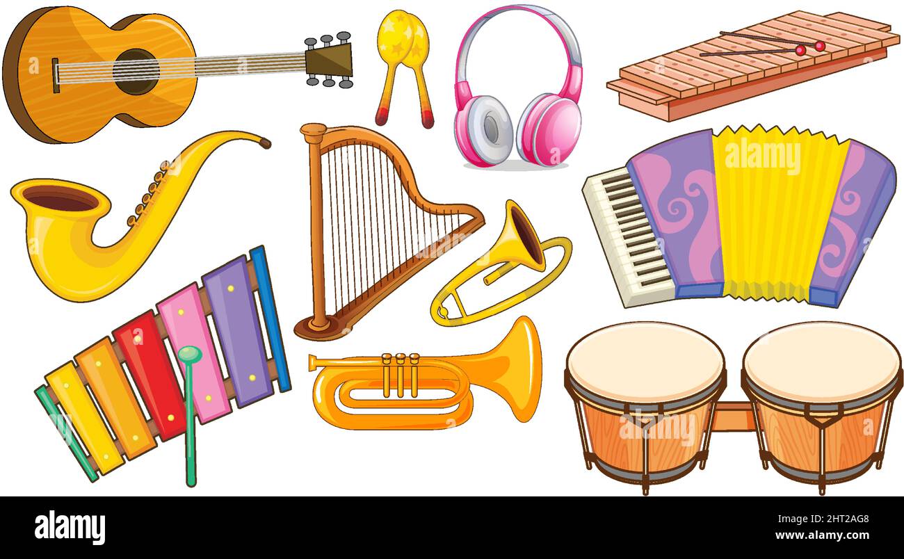 A set of musical instrument illustration Stock Vector