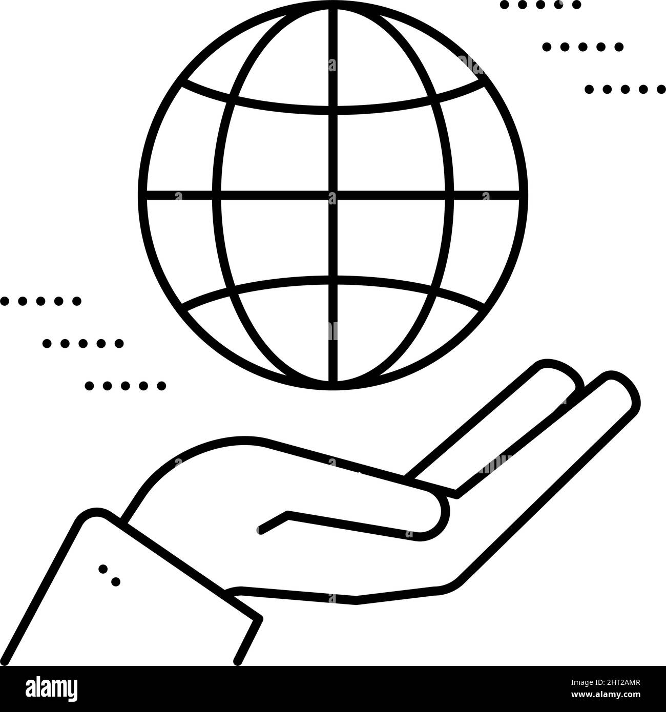 hand holding earth sphere line icon vector illustration Stock Vector ...