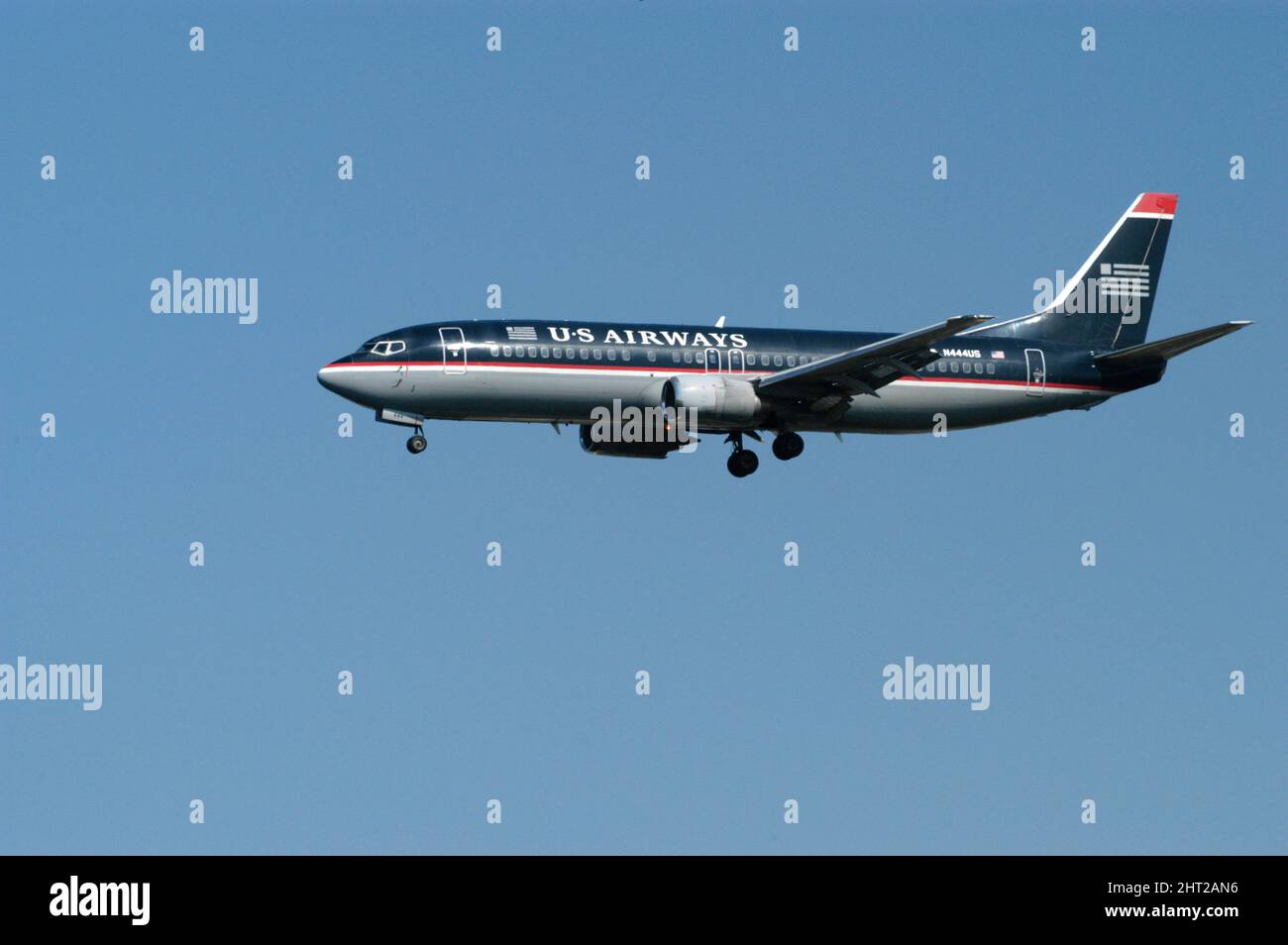 Airplane in the air -- US Airways Boeing 737 Stock Photo