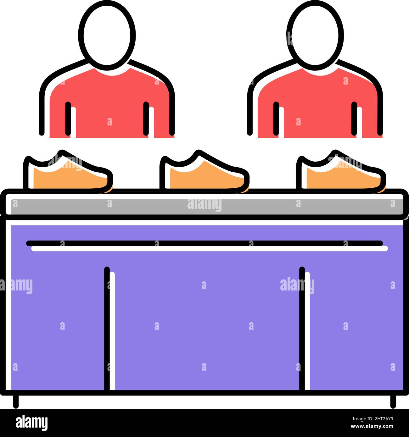 shoe conveyor control workers color icon vector illustration Stock ...