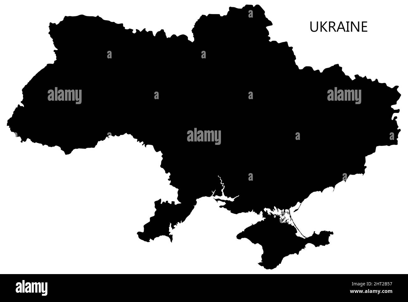 Map of Ukraine silhouette isolated on white background  illustration Stock Photo