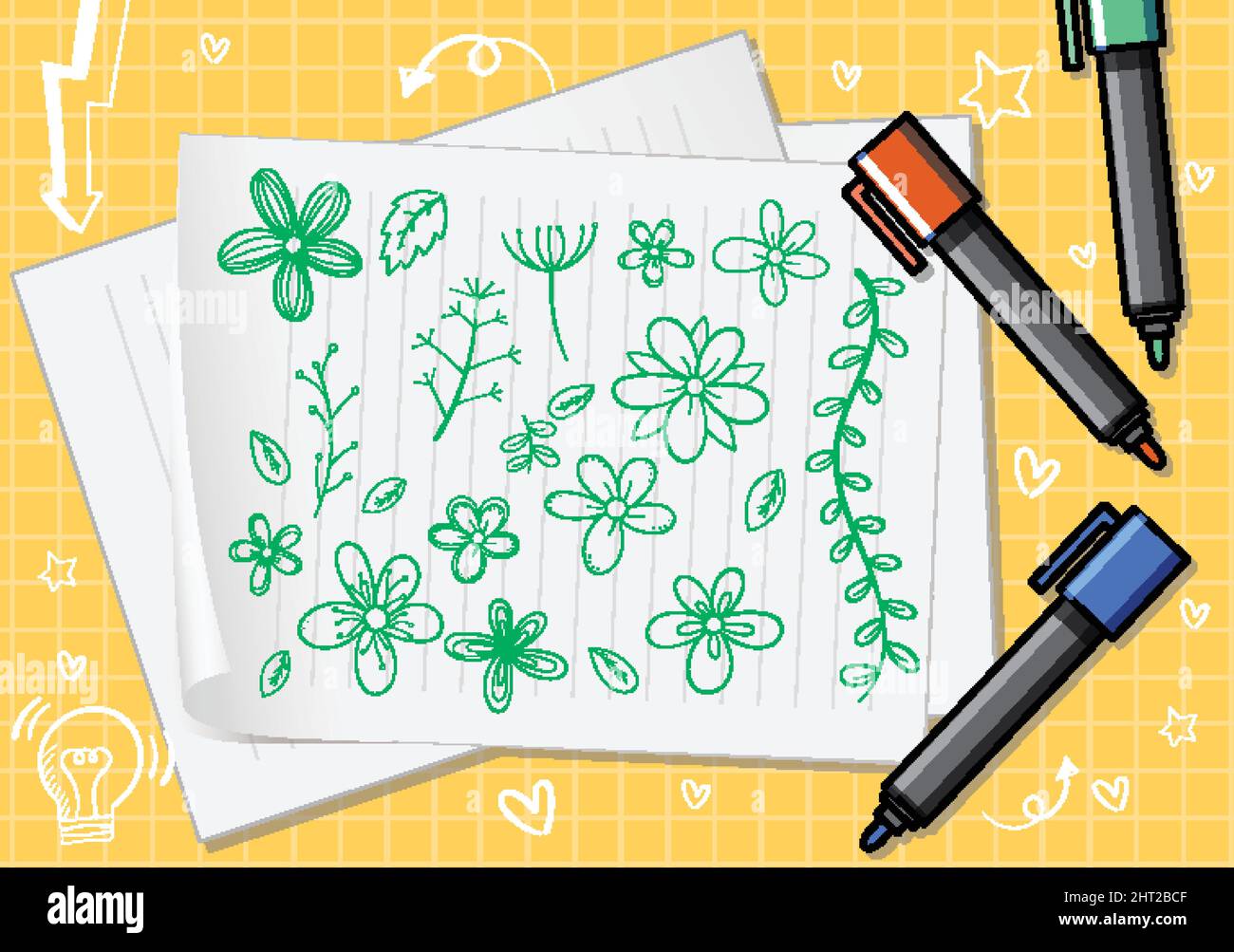 Hand drawn doodle icons on paper illustration Stock Vector Image & Art ...